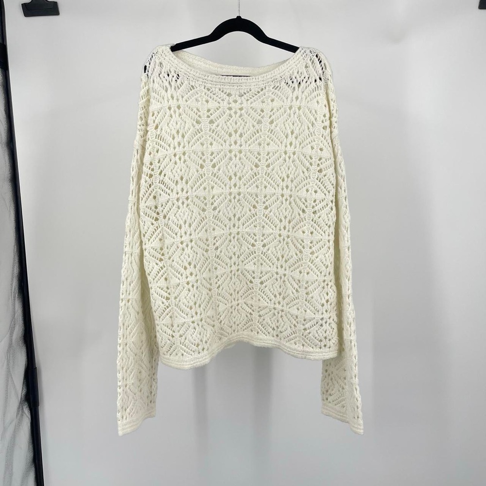 Women's Boho Cottagecore Crotchet Knit Sweater M 70s Style Western Retro Grandma